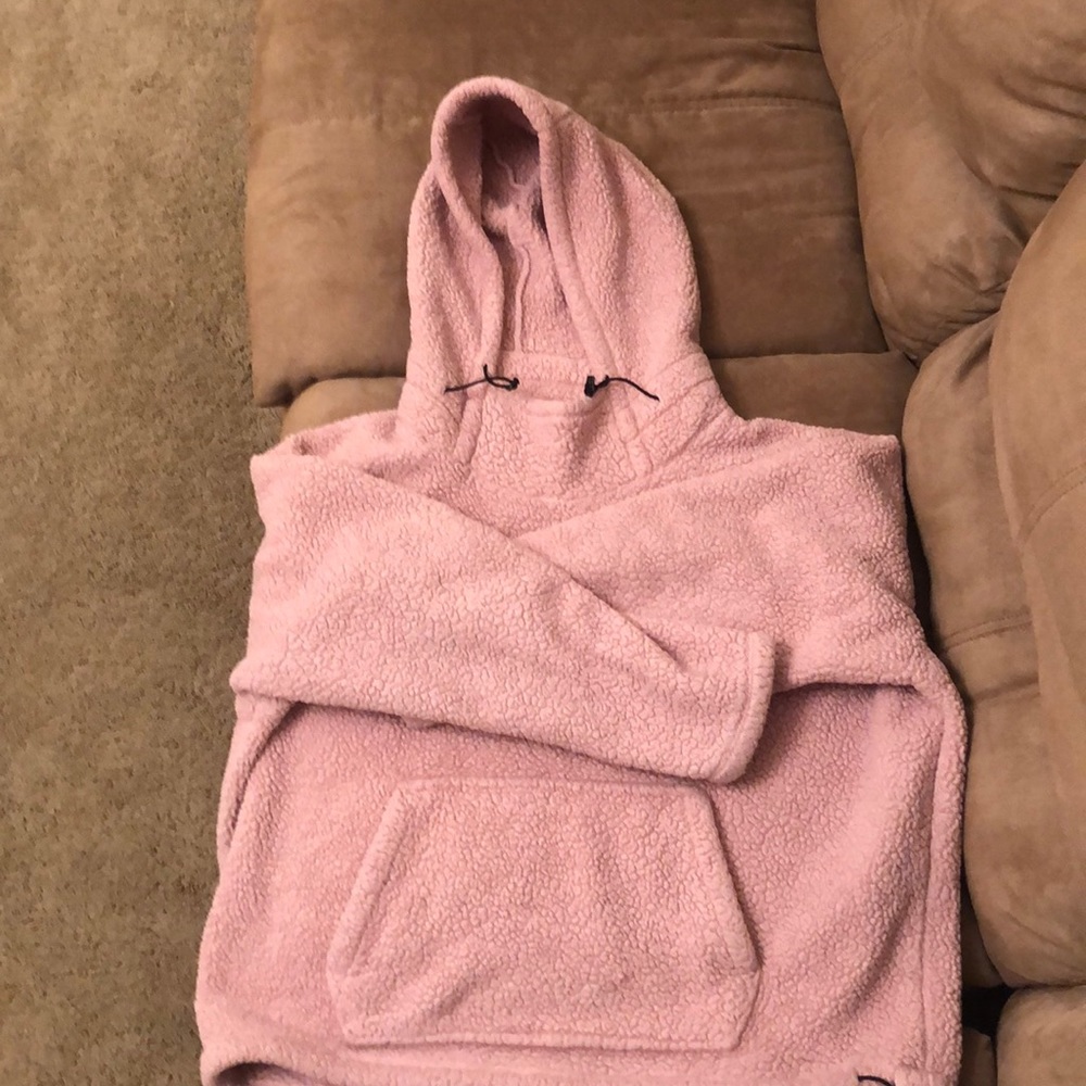 Pink Sherpa with a hood